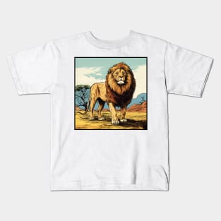 Lion Cartoon Vintage Comics Lion Artwork Kids T-Shirt